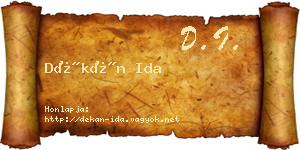 Dékán Ida névjegykártya