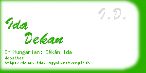 ida dekan business card