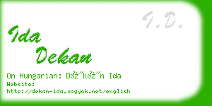 ida dekan business card